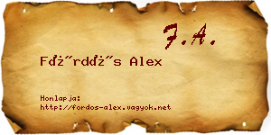 Fördős Alex névjegykártya